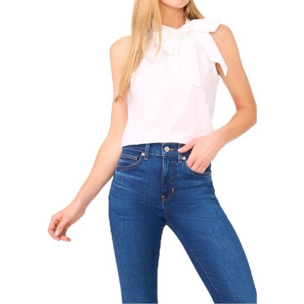 CeCe Sleeveless Bow Top White -  Small